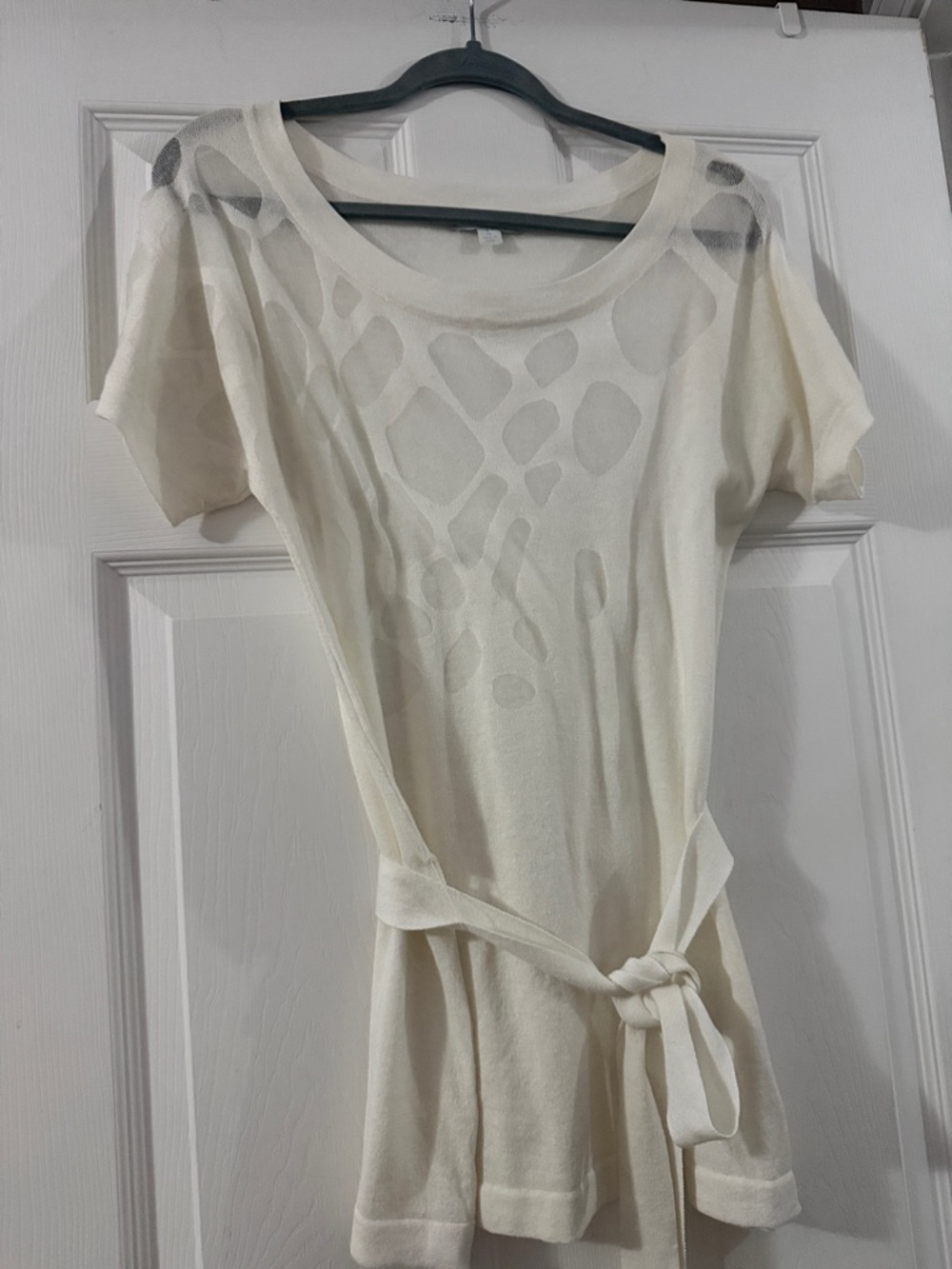 New York & Company Ivory Knit Crewneck Sweater XS